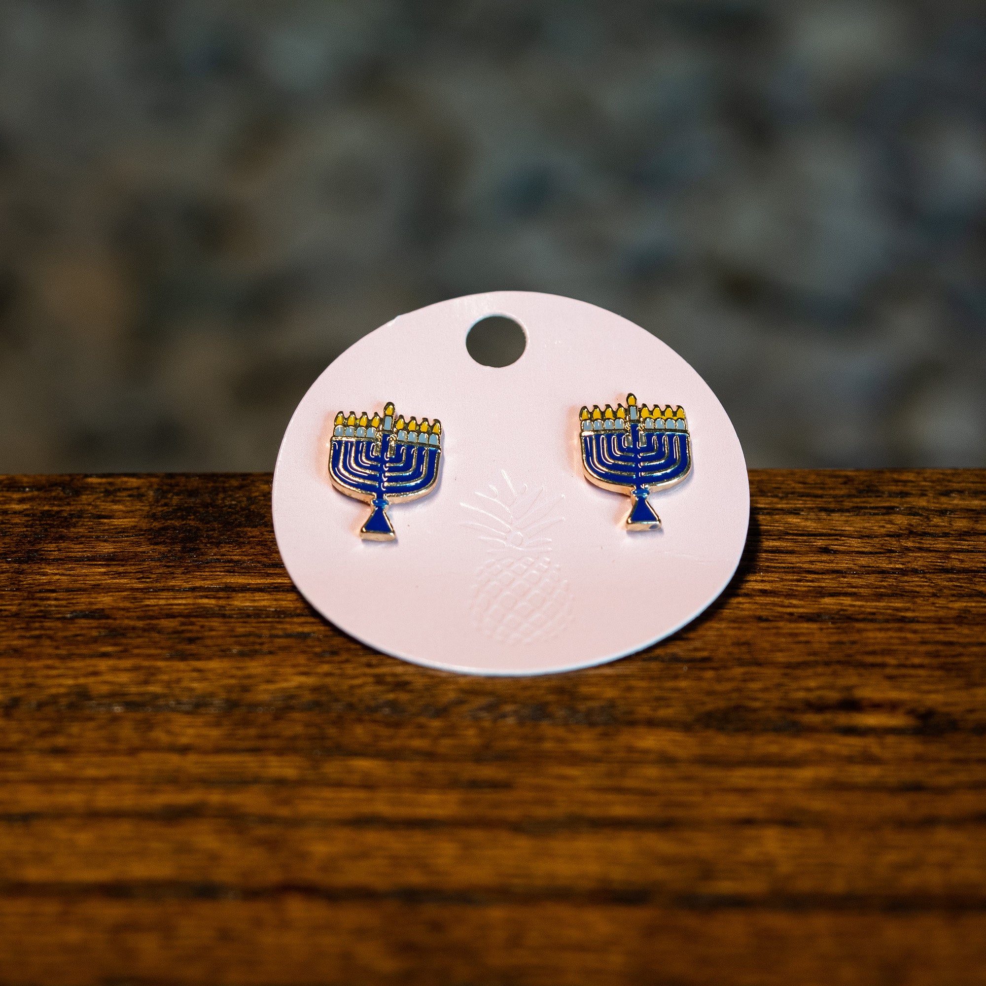 Menorah Enamel Stud Earrings Museum of the Southern Jewish Experience